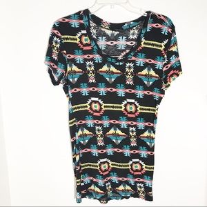 Rue 21 bright colored tribal print tee